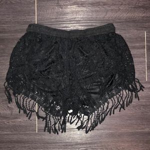 Black crochet shorts